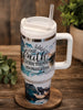 Our Faith Can Move Mountains Insulated Travel Tumbler with Handle &amp; Straw